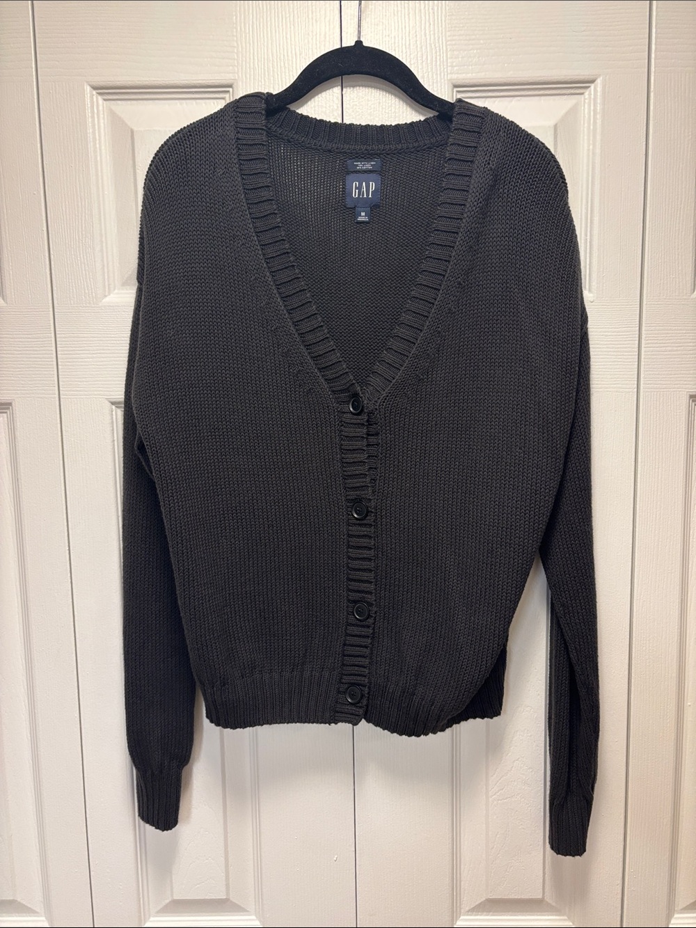 NWOT GAP Women's Dark Charcoal V-Neck Button Cardigan